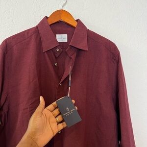 EMANUEL BERG Herringbone Flannel Modern Fit Shirt